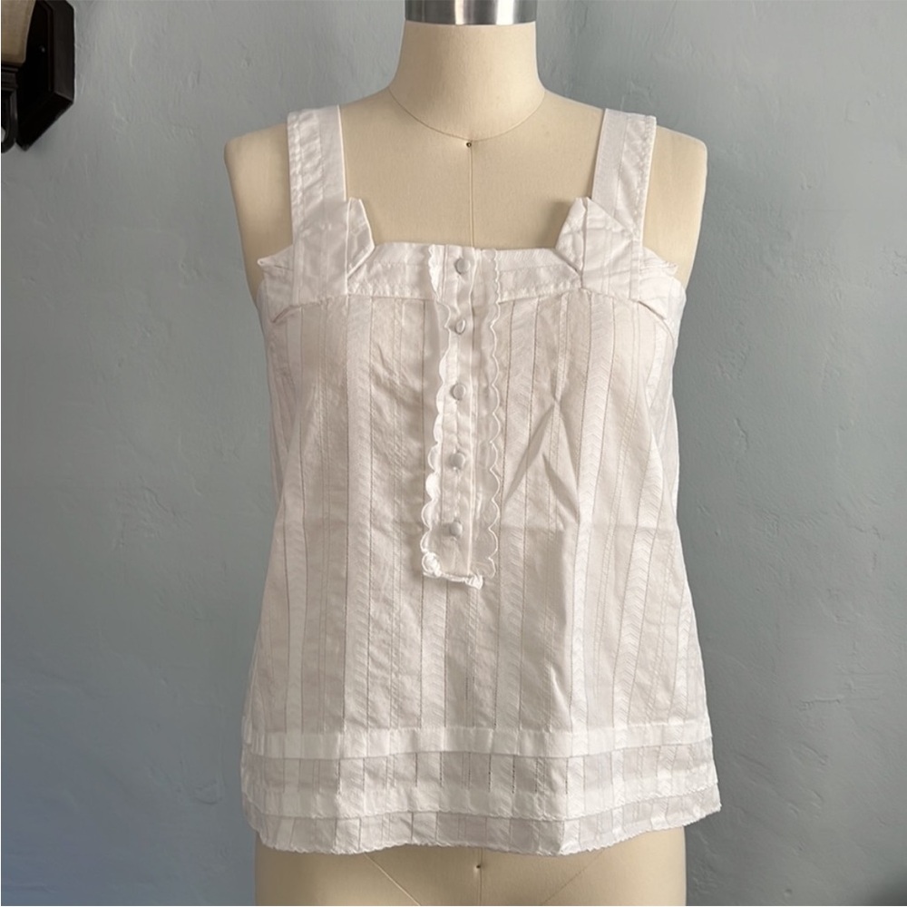 SEE BY CHLOE White Ruffle Tank Shirt - Size USA 8